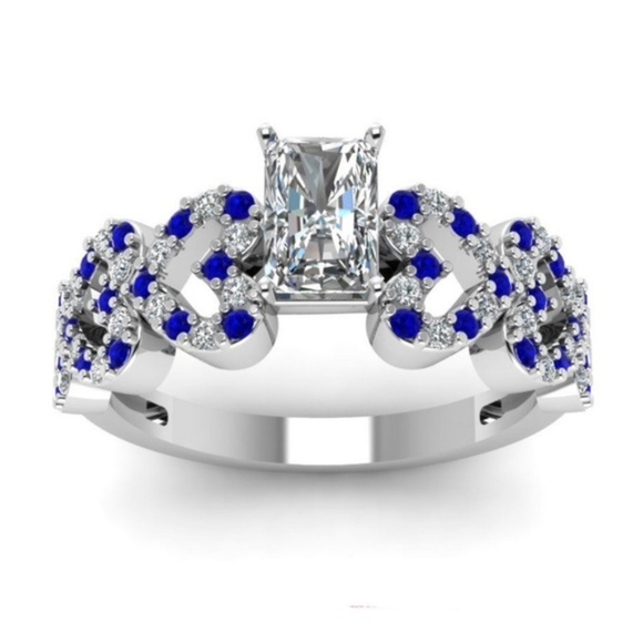 Jewelry - 925 Silver Princess Cut White Sapphire  Ring New